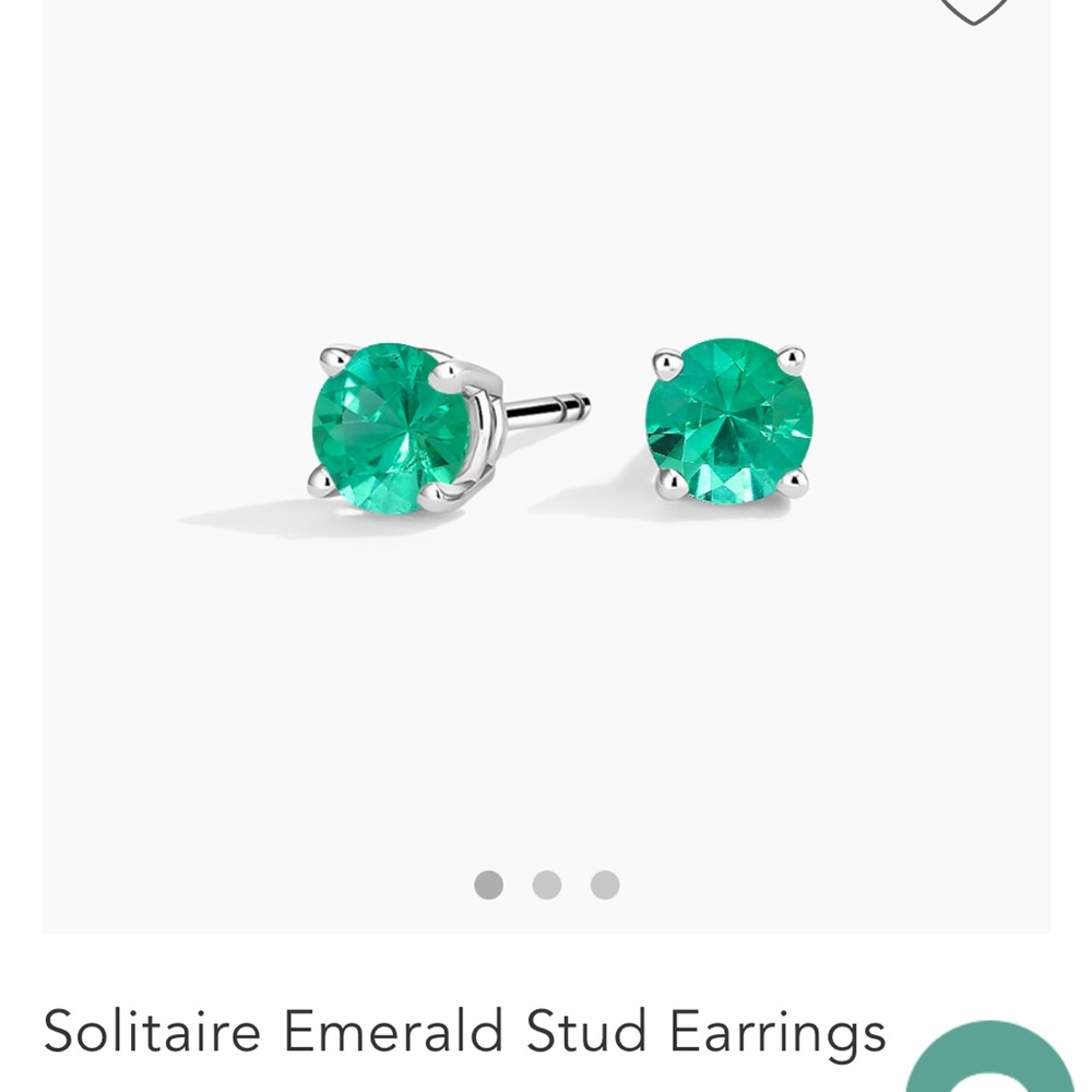 Solitaire Emerald Stud Earrings - image 1